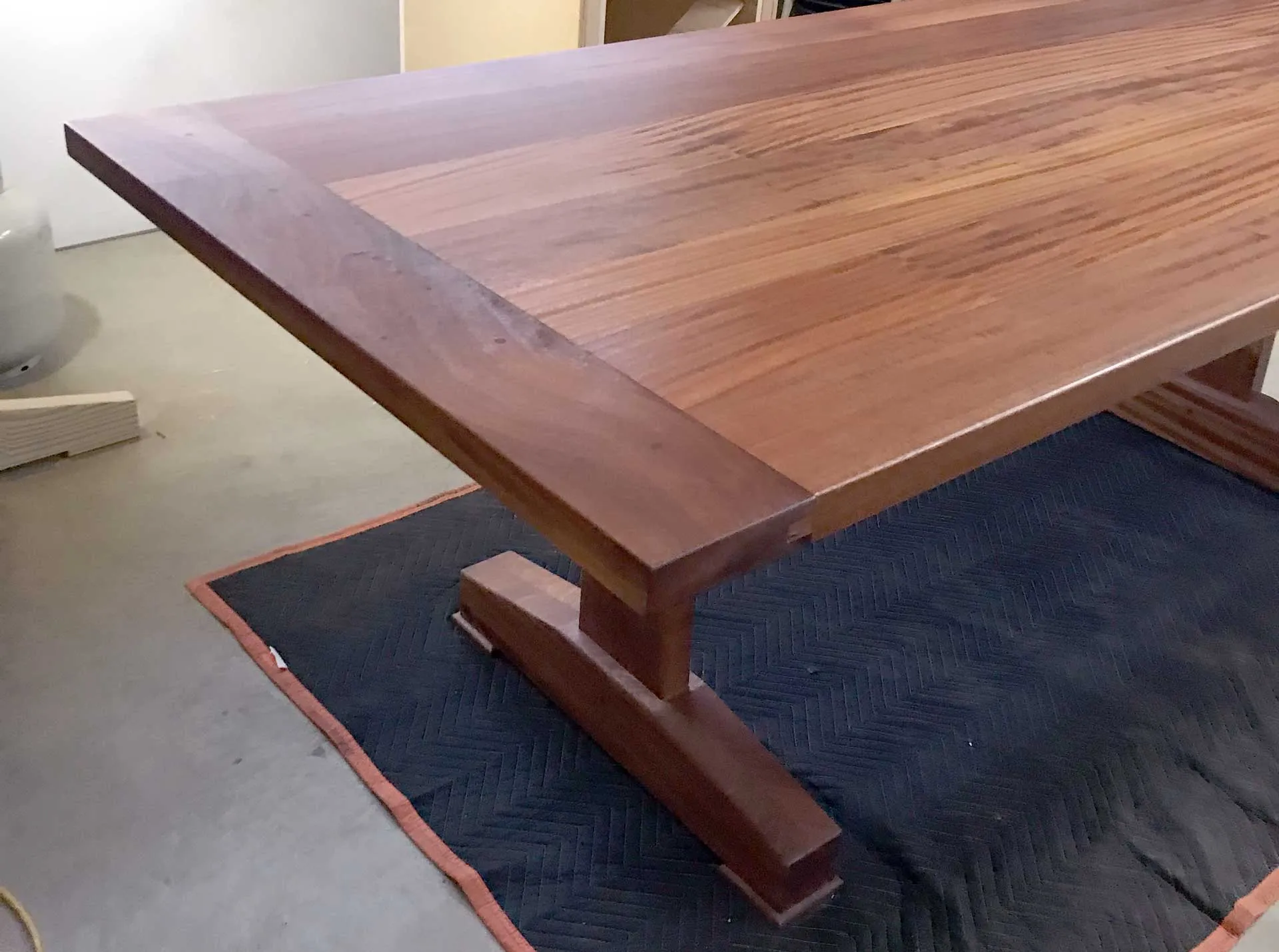 Trestle table joinery pieces dry-fit before glue-up