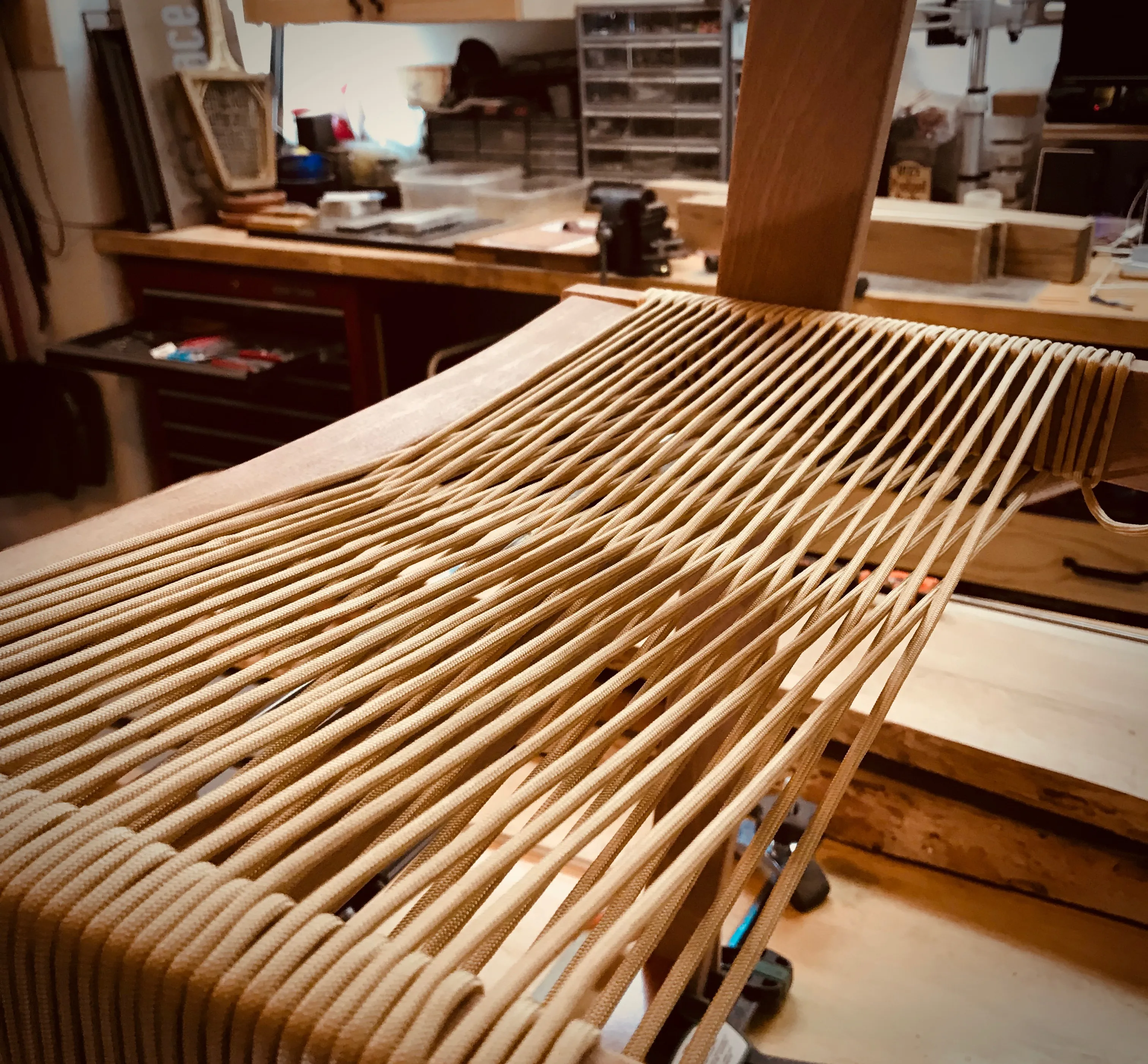 Cutting mahogany chair parts to length
