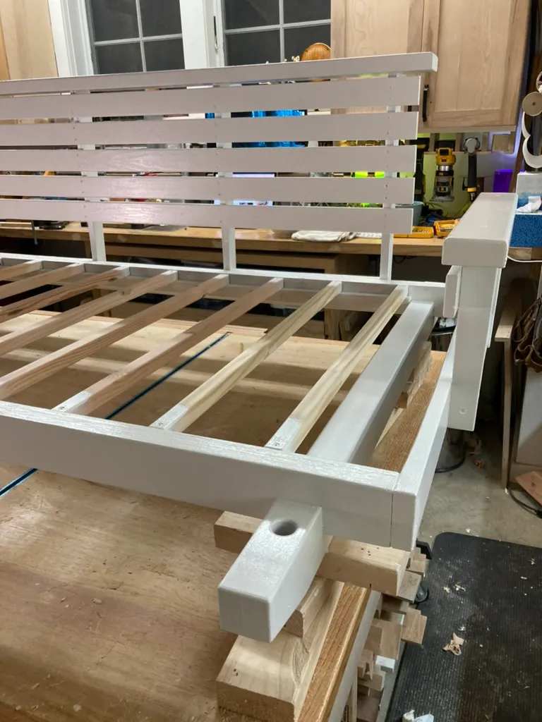 Porch swing frame pieces dry-fit before assembly