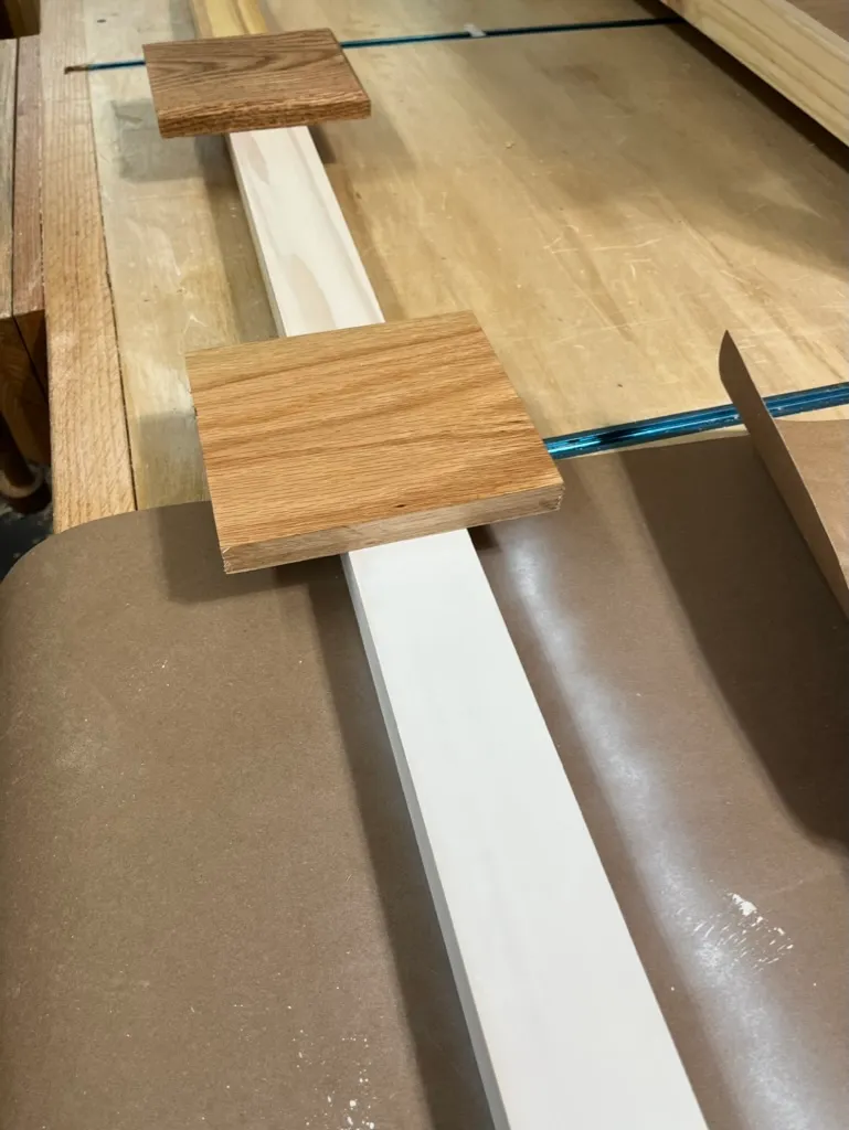 Checking the coffee table's shelf slat spacing