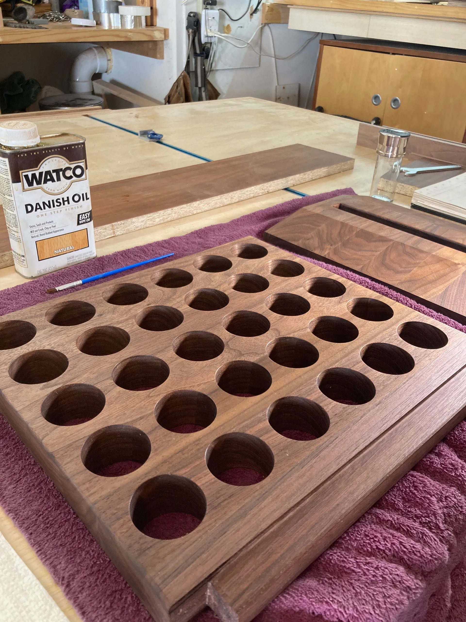 Spice rack finish drying before installation