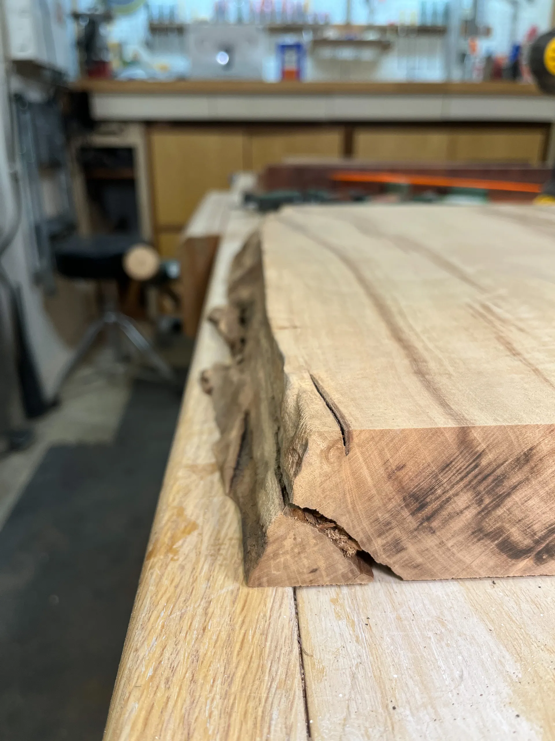 Sugar maple board being milled for the cutting board