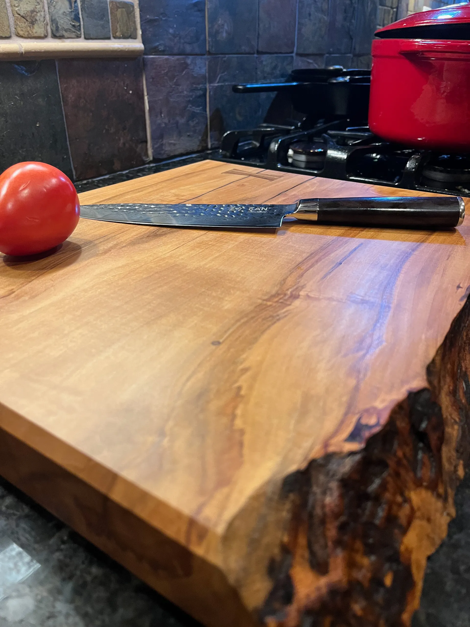 Live edge sugar maple cutting board shown from another angle