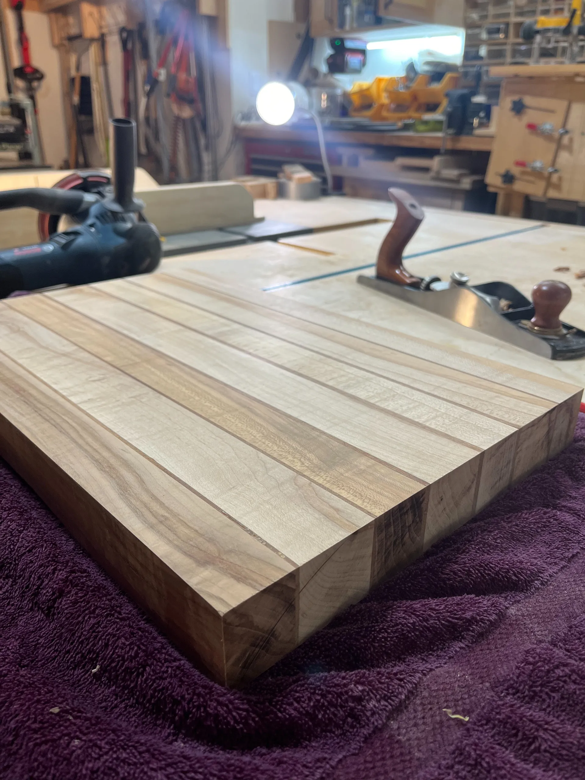 Sugar maple board being milled for the cutting board