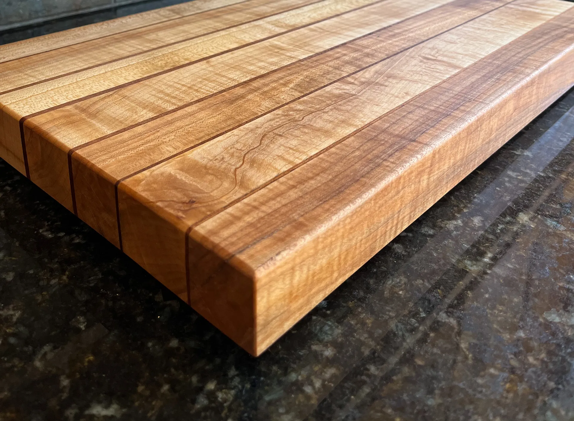 Finished cutting board staged before delivery